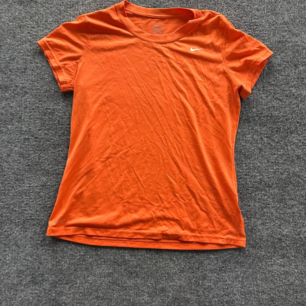 Nike T-Shirt Womens Size L Orange Dri-FIT Short Sleeve Athletic Training Gym